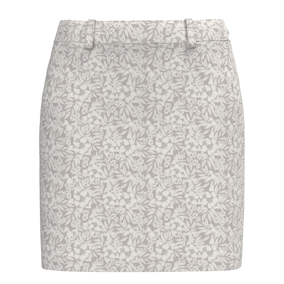 WOMEN ステンシルリーフプリント ASKIN鹿の子 スカート グレージュ×オフホワイト