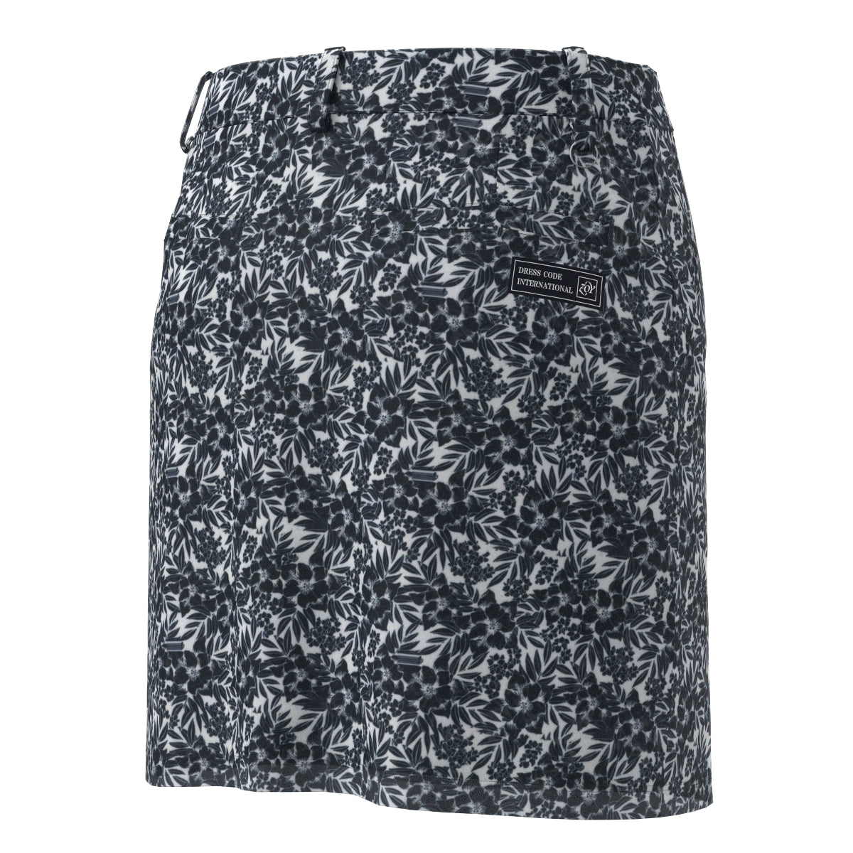 Women's Stencil Leaf Print ASKIN Pique Skirt in Navy