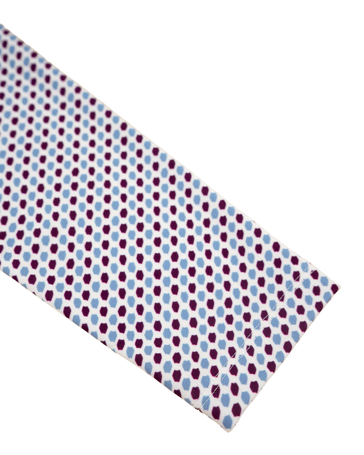 WOMEN ヘクサゴナルPT 長袖モックネックシャツ ボルドー×サックス