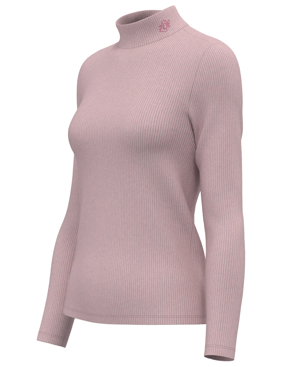 WOMEN Luxury Warm リブニット 長袖シャツ ピンク