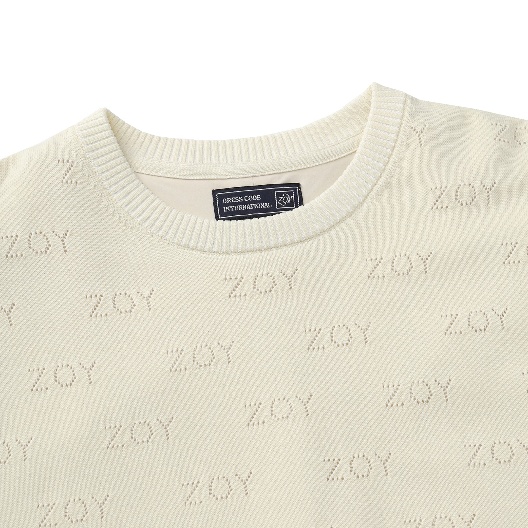 【24AW新作】MENS ZOYアイレット天竺プレーティング 長袖セーター(防風裏地付) エクリュ 071444709 - ZOY OFFICIAL