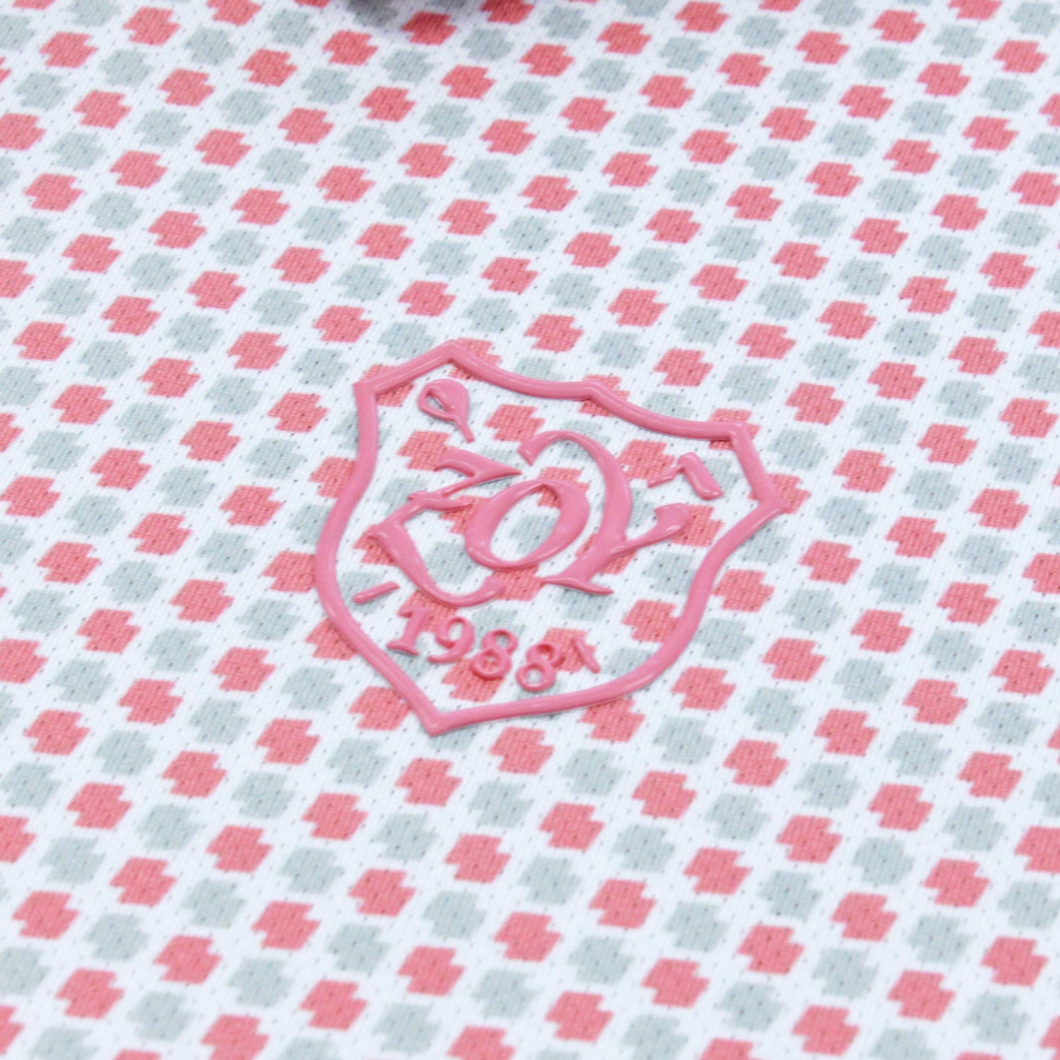 【24AW新作】WOMENS COOLCORE ダイヤドットプリント 半袖ポロシャツ ピンク×グレー 071644001 - ZOY OFFICIAL