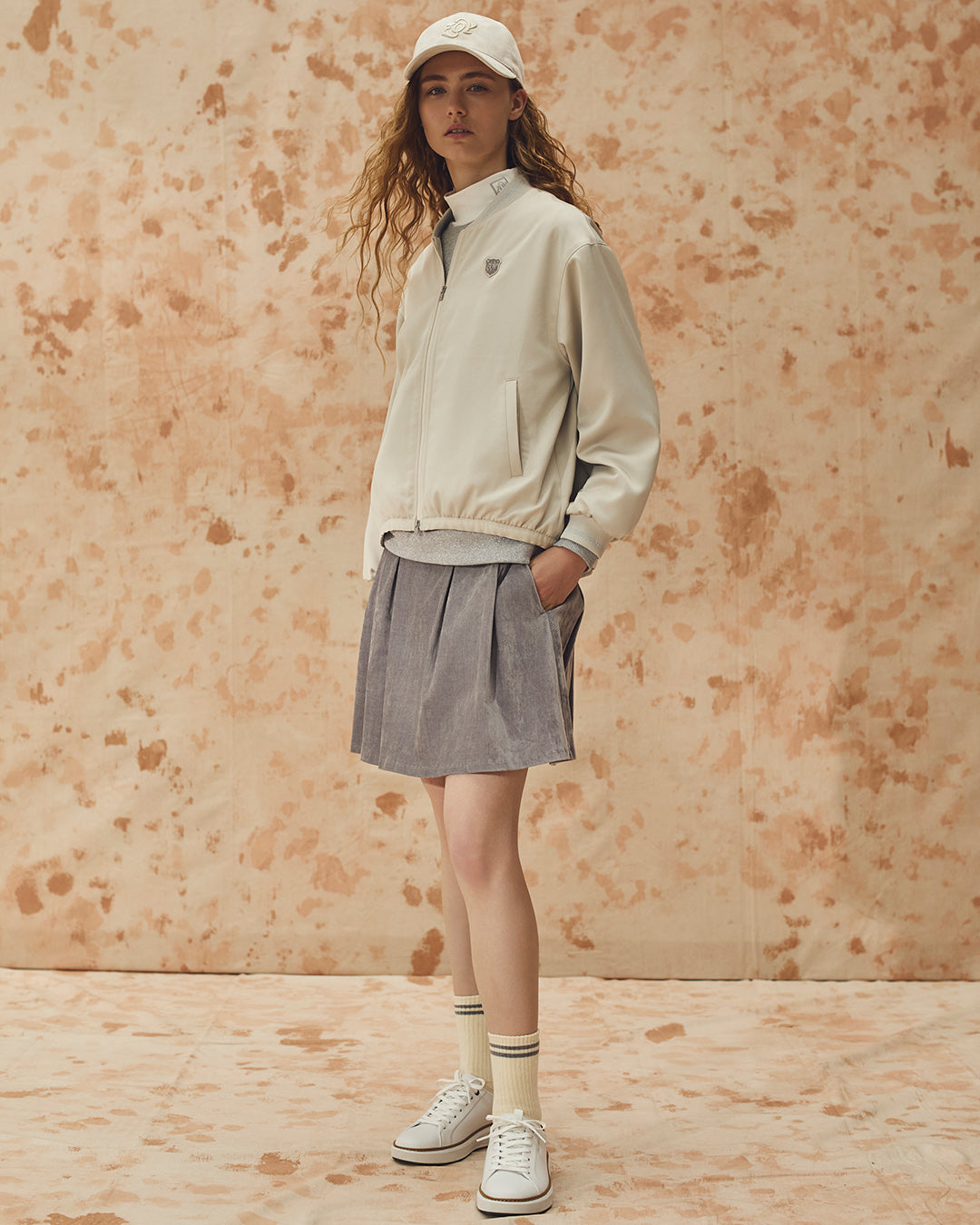WOMEN C2C 36G PIN-KARIスムース 長袖モックネックシャツ オフホワイト