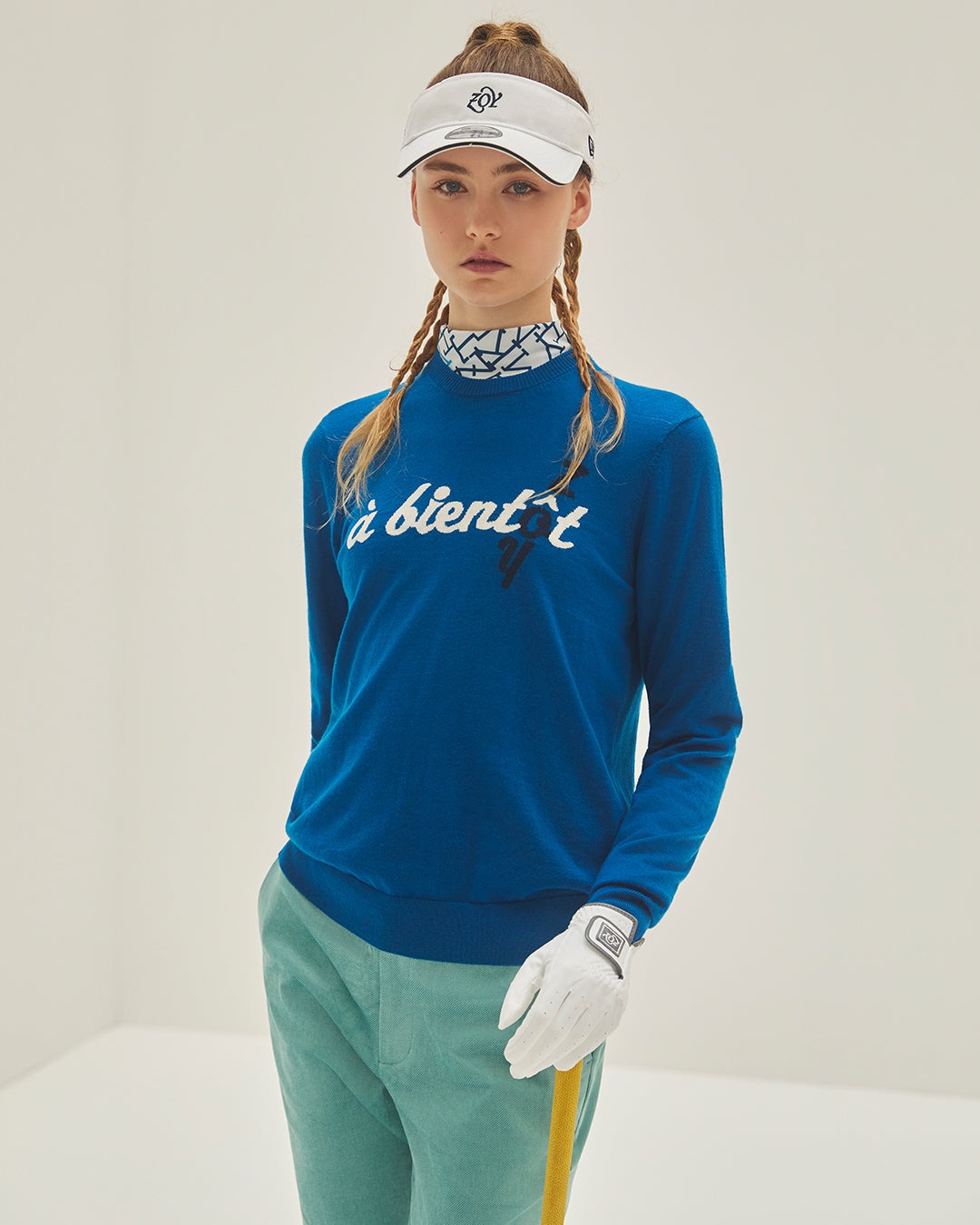 WOMEN タイポグラフィーPT 長袖モックネックシャツ グレー