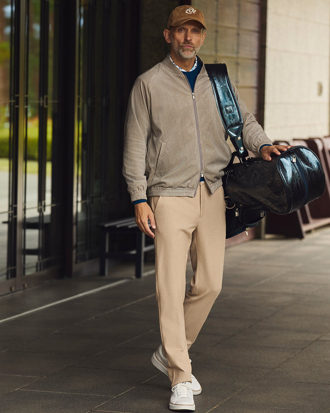 MEN TWEEDY HERRINGBONE ロングパンツ ライトグレー