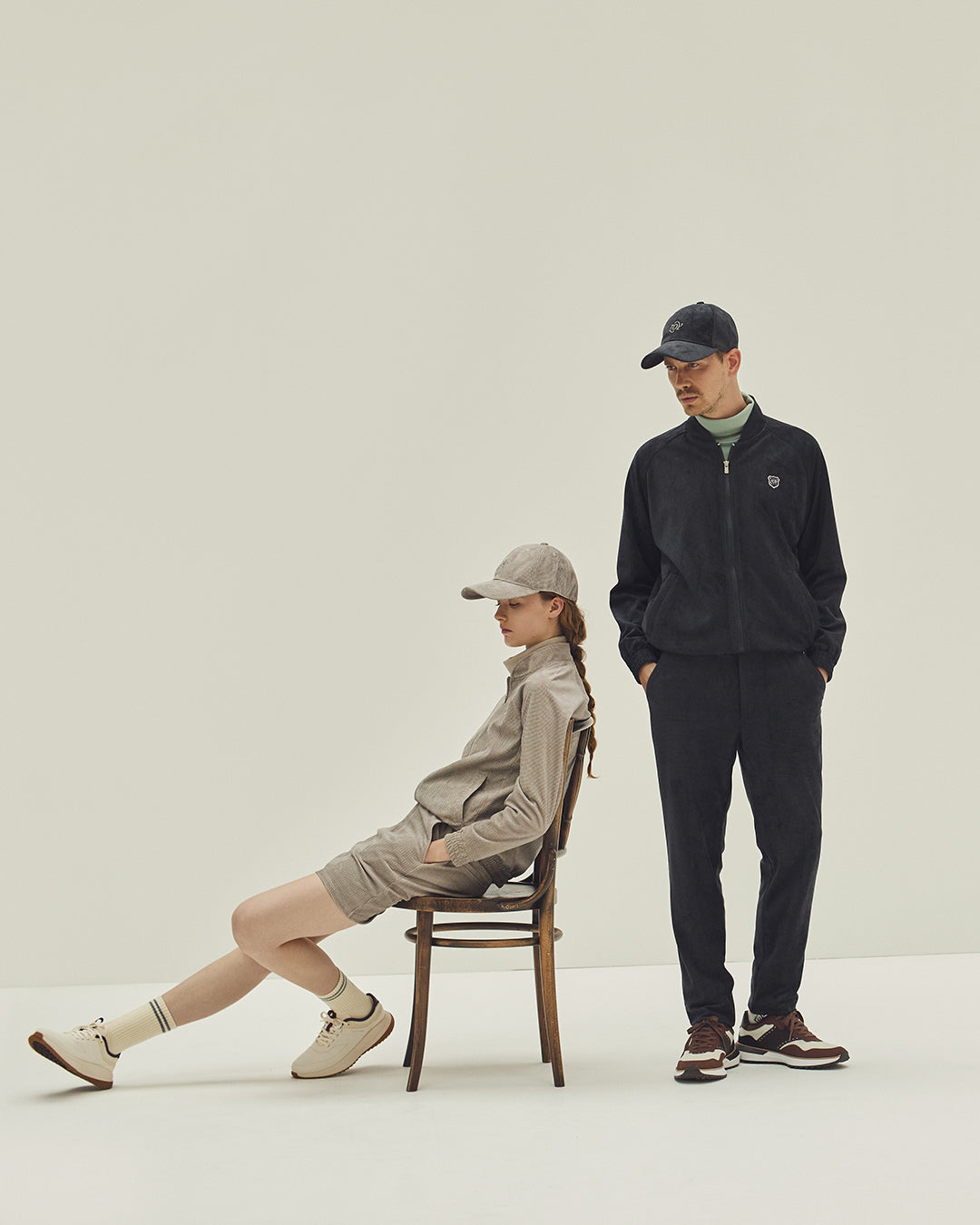 MEN IRM天竺×裏メッシュ 長袖モックネックシャツ クリーム