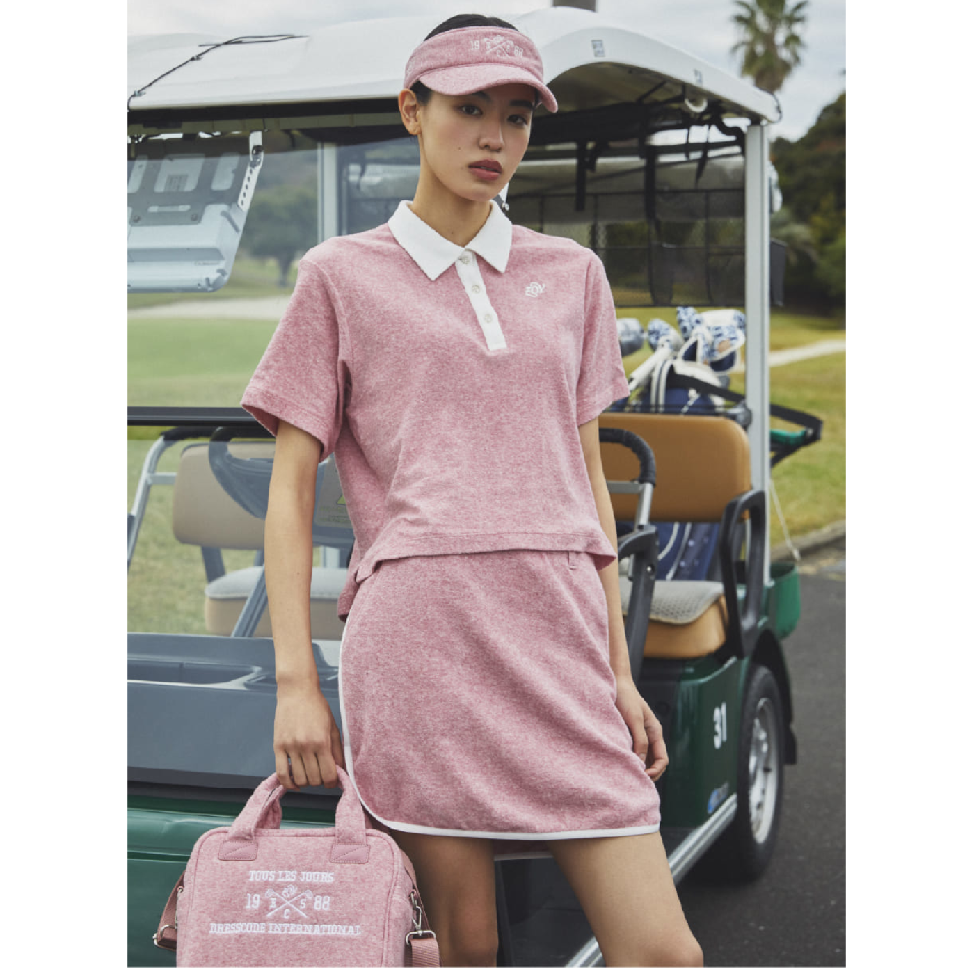 WOMEN メランジオーガニックコットンパイル スカート ストロベリー