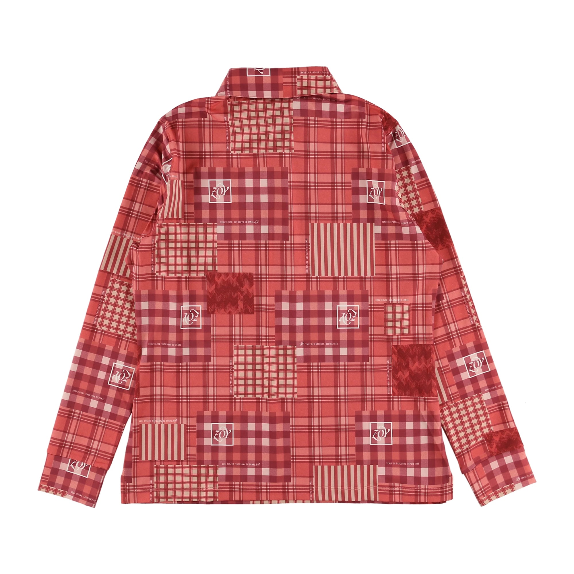 WOMENS パッチワークプリント 長袖ポロシャツ ブルー 071624003 - ZOY OFFICIAL