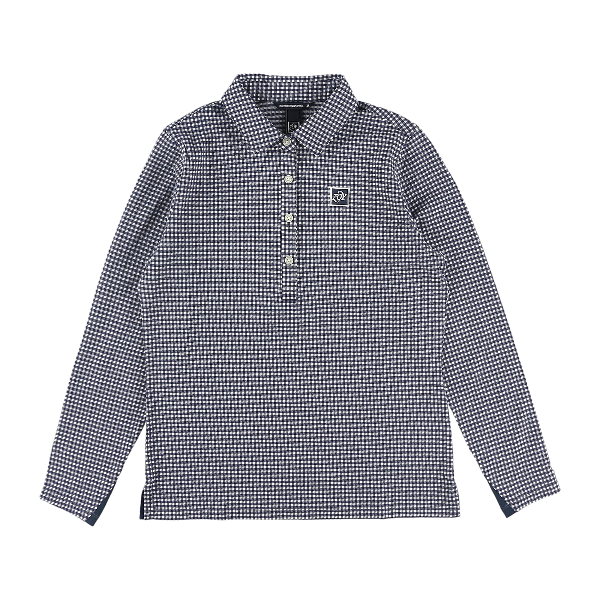 WOMENS サッカーギンガム 長袖ポロシャツ ネイビー 071634006 - ZOY OFFICIAL